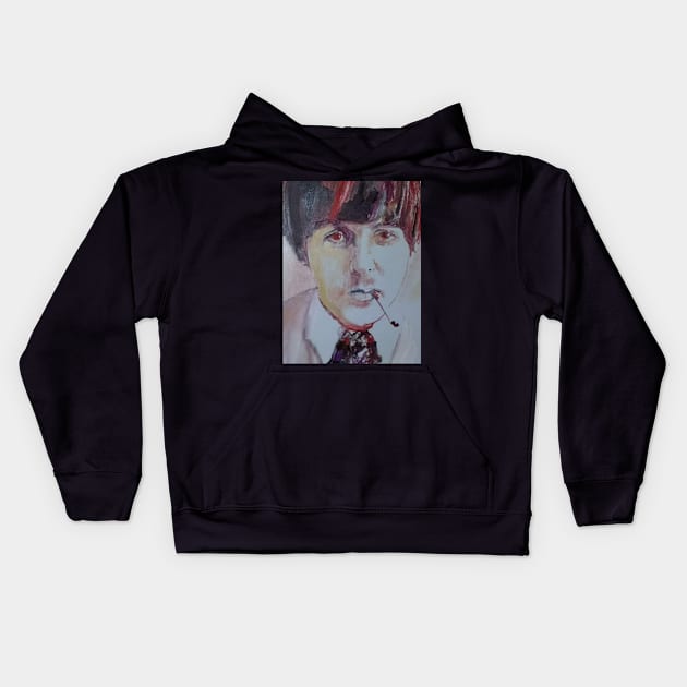 Paul McCartney Kids Hoodie by Mike Nesloney Art